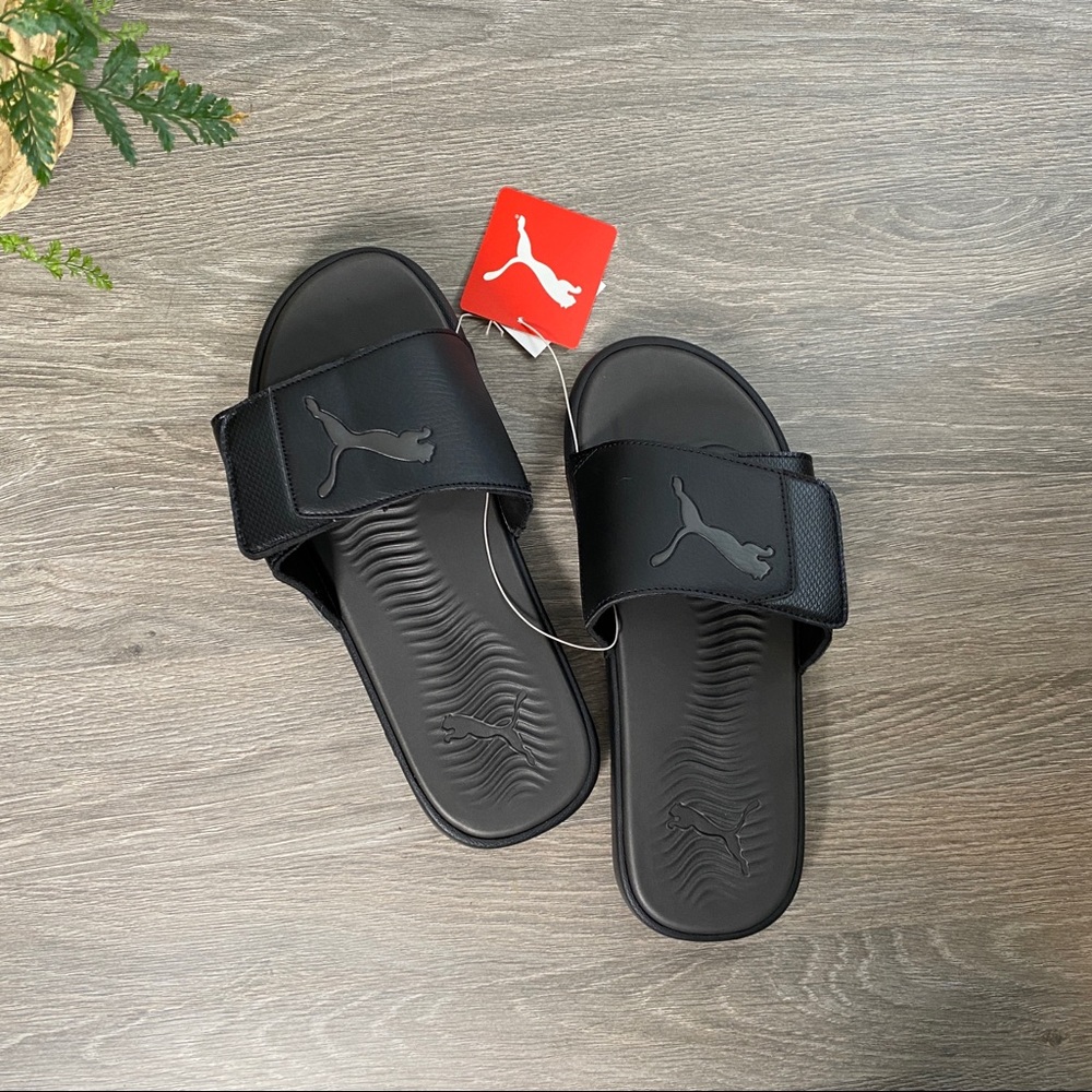 Mens Puma Black Slides Flip Flops Size 9